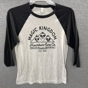 Disney WDW Magic Kingdom Mountains Raglan Tee M Mickey Ears Space Thunder Splash